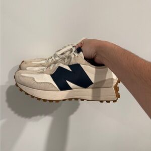 New Balance Women’s 327 White and Navy Athletic Shoes